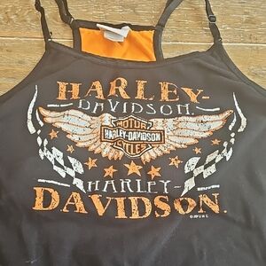 Harley-Davidson Black Tank Top with Orange Graphics